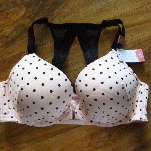 Cream And Black Polka Dot Sports Bra